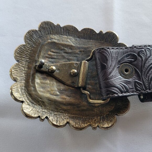 Leatherock Embossed Belt Marbled Embellished Square Buckle (Size: L) - Picture 10 of 13